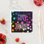 Serviette En Papier Points Arc-en-ciel d'anniversaire en noir (En situation)