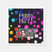 Serviette En Papier Points Arc-en-ciel d'anniversaire en noir (Devant)