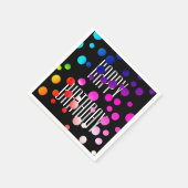 Serviette En Papier Points Arc-en-ciel d'anniversaire en noir (Coin)