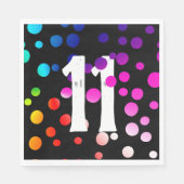 Serviette En Papier Points arc-en-ciel du 11e anniversaire en noir (Devant)