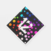 Serviette En Papier Points arc-en-ciel du 12e anniversaire en noir (Coin)