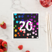 Serviette En Papier Points arc-en-ciel du 20e anniversaire en noir (En situation)