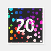 Serviette En Papier Points arc-en-ciel du 20e anniversaire en noir (Devant)
