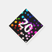 Serviette En Papier Points arc-en-ciel du 20e anniversaire en noir (Coin)