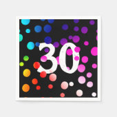 Serviette En Papier Points arc-en-ciel du 30e anniversaire en noir (Devant)