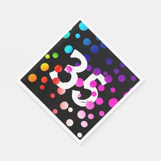 Serviette En Papier Points arc-en-ciel du 35e anniversaire en noir (Coin)