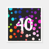 Serviette En Papier Points arc-en-ciel du 40e anniversaire en noir (Devant)