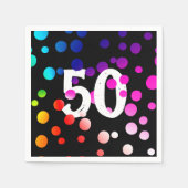 Serviette En Papier Points arc-en-ciel du 50e anniversaire en noir (Devant)