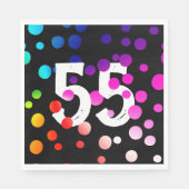 Serviette En Papier Points arc-en-ciel du 55e anniversaire en noir (Devant)