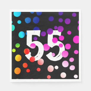 Serviette En Papier Points arc-en-ciel du 55e anniversaire en noir
