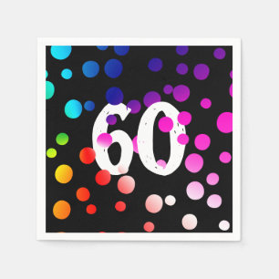 Serviette En Papier Points arc-en-ciel du 60e anniversaire en noir