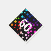 Serviette En Papier Points arc-en-ciel du 60e anniversaire en noir (Coin)