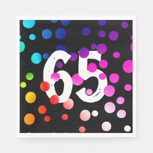 Serviette En Papier Points arc-en-ciel du 65e anniversaire en noir
