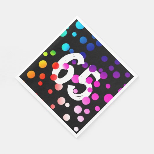 Serviette En Papier Points arc-en-ciel du 65e anniversaire en noir (Coin)