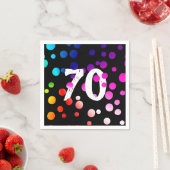 Serviette En Papier Points arc-en-ciel du 70e anniversaire en noir (En situation)