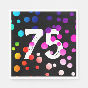 Serviette En Papier Points arc-en-ciel du 75e anniversaire en noir