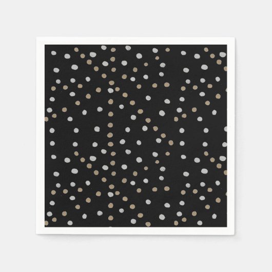 Serviette En Papier Points argentés et dorés (Devant)