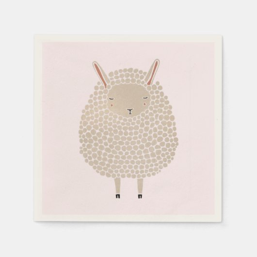 Serviette En Papier Points blancs Rond Dormir Mouton (Devant)