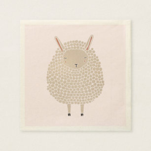 Serviette En Papier Points blancs Rond Dormir Mouton