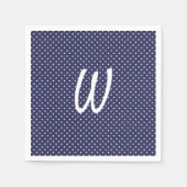 Serviette En Papier points blancs sur monogramme bleu (Devant)