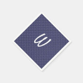 Serviette En Papier points blancs sur monogramme bleu (Coin)