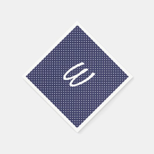 Serviette En Papier points blancs sur monogramme bleu (Coin)