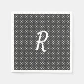 Serviette En Papier points blancs sur monogramme noir (Devant)