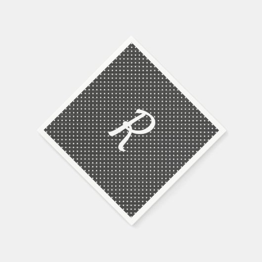 Serviette En Papier points blancs sur monogramme noir (Coin)