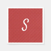 Serviette En Papier points blancs sur monogramme rouge (Devant)