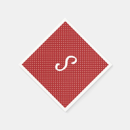 Serviette En Papier points blancs sur monogramme rouge (Coin)