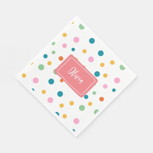 Serviette En Papier Points colorés joyeux Personnalisés (Coin)