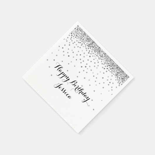 Serviette En Papier Points Confetti Argent (Coin)