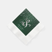 Serviette En Papier Points Confetti Argent Élégants | Vert foncé profo (Coin)