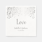 Serviette En Papier Points Confetti blanc et argent (Devant)