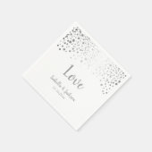 Serviette En Papier Points Confetti blanc et argent (Coin)