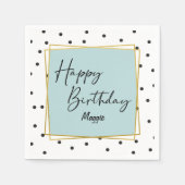 Serviette En Papier Points Confetti Bleu clair et Noir Anniversaire (Devant)