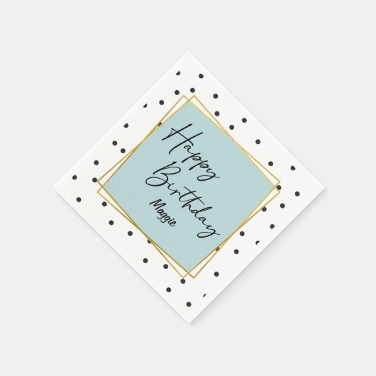 Serviette En Papier Points Confetti Bleu clair et Noir Anniversaire (Coin)