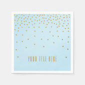 Serviette En Papier Points Confetti Bleu clair et Or (Devant)