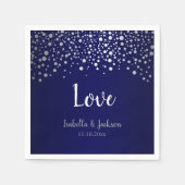 Serviette En Papier Points confetti bleu marine et argent (Devant)