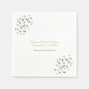 Serviette En Papier Points Confetti Bleus D'Or