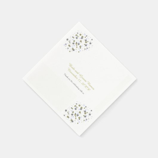 Serviette En Papier Points Confetti Bleus D'Or (Coin)