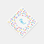Serviette En Papier Points Confetti colorés mignons 1er anniversaire (Coin)