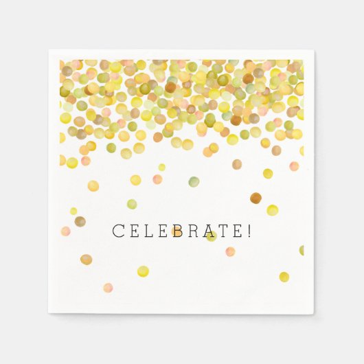 Serviette En Papier Points Confetti Jaune Or (Devant)