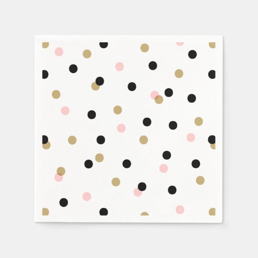Serviette En Papier Points Confetti Noir Rose et Or (Devant)