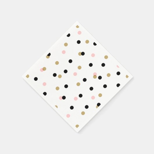 Serviette En Papier Points Confetti Noir Rose et Or (Coin)