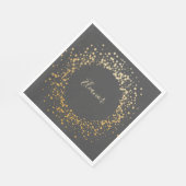 Serviette En Papier Points Confetti Ombre Or Gris Noir Personnalisés (Coin)