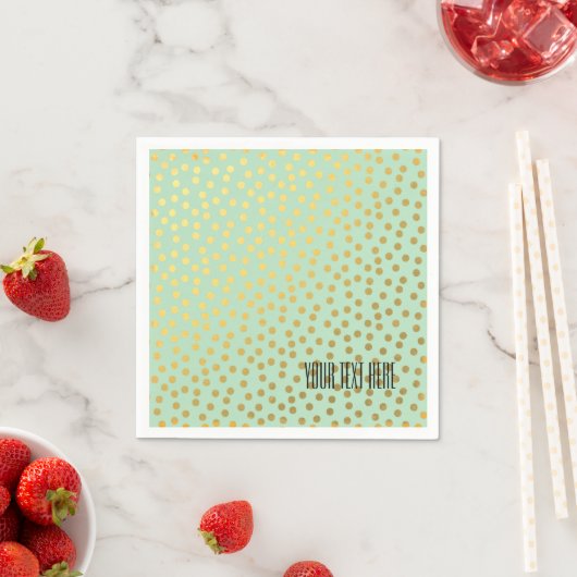 Serviette En Papier Points Confetti Or Chic Mint (En situation)
