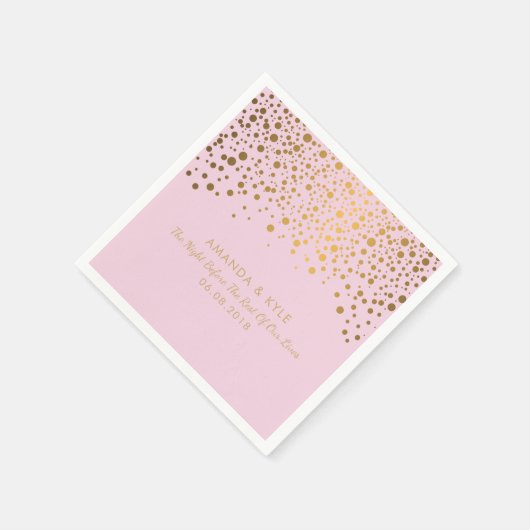 Serviette En Papier Points Confetti Or Design sur Design rose pâle (Coin)