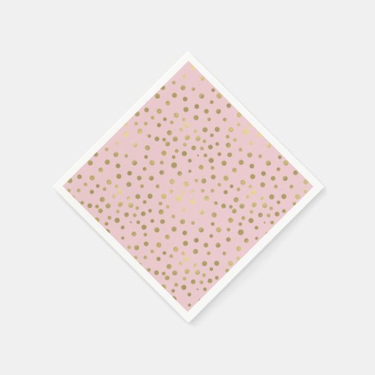 Serviette En Papier Points Confetti Or Rose (Coin)