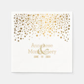 Serviette En Papier Points Confetti Or Stylish sur Blanc (Devant)